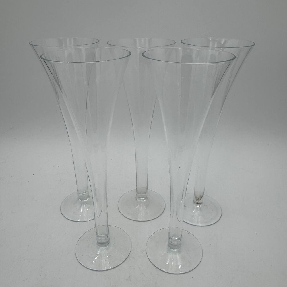 Champagne Flutes Crate and Barrel Optic Hollow Stem Set of 5